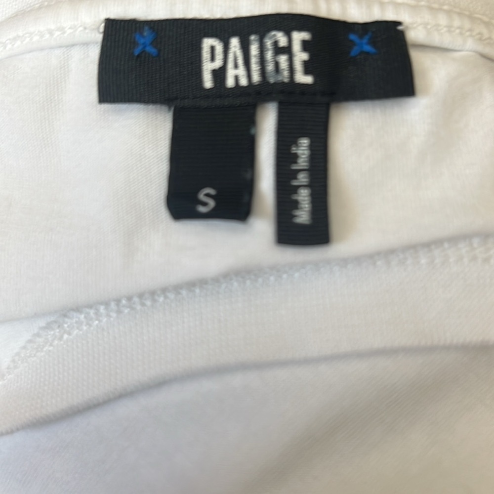 Paige White Ruffle Cap Sleeve Tee Top Size Small - Picture 5 of 7